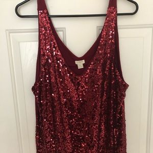 Red Sequin JCrew Tank XL